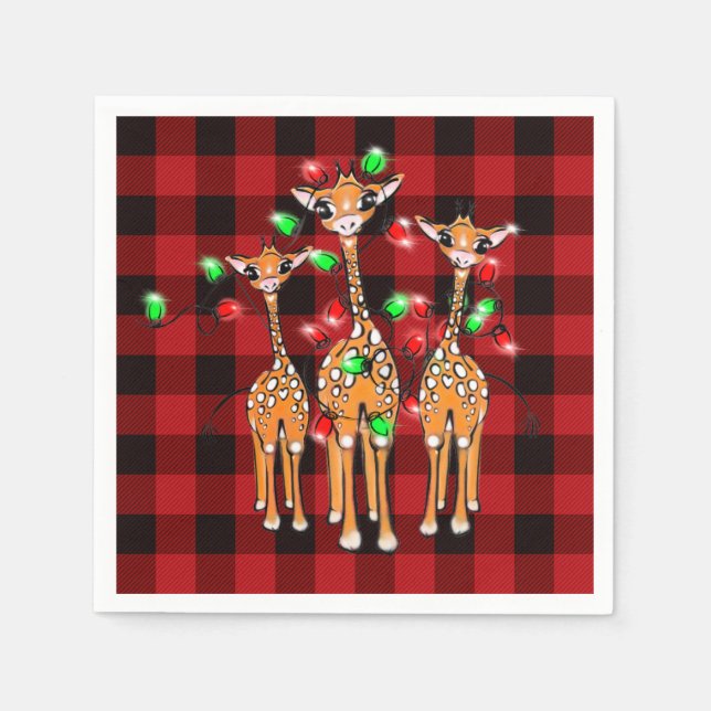 Serviette En Papier Giraffes de vacances, lumières scintillantes, desi (Devant)