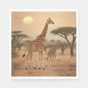 Serviette En Papier Giraffes en Afrique