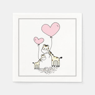 Serviette En Papier Giraffes et Coeurs