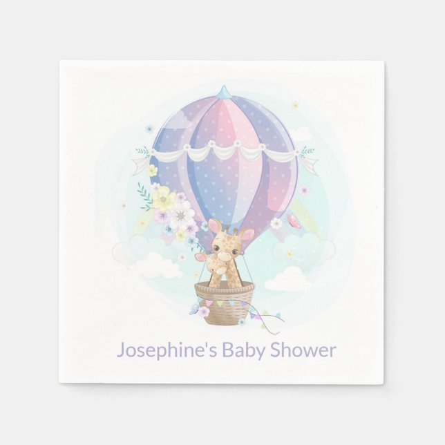 Serviette En Papier Giraffes mignonnes dans le Baby shower de ballon à (Devant)