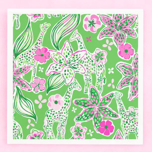 Serviette En Papier Giraffes Preppy Lily Rose Vert