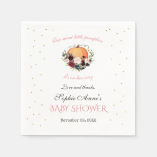 Serviette En Papier Girl Little Citrouille Bourgogne Baby shower flora