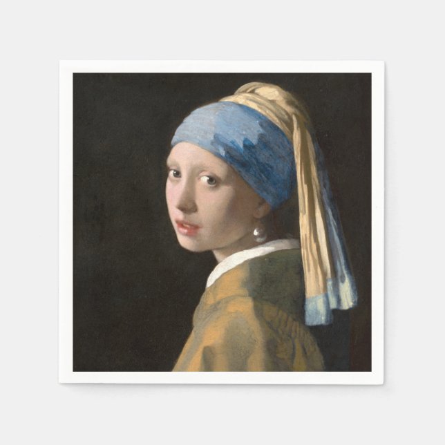 Serviette En Papier Girl with the pearl earring - Johannes Vermeer (Devant)