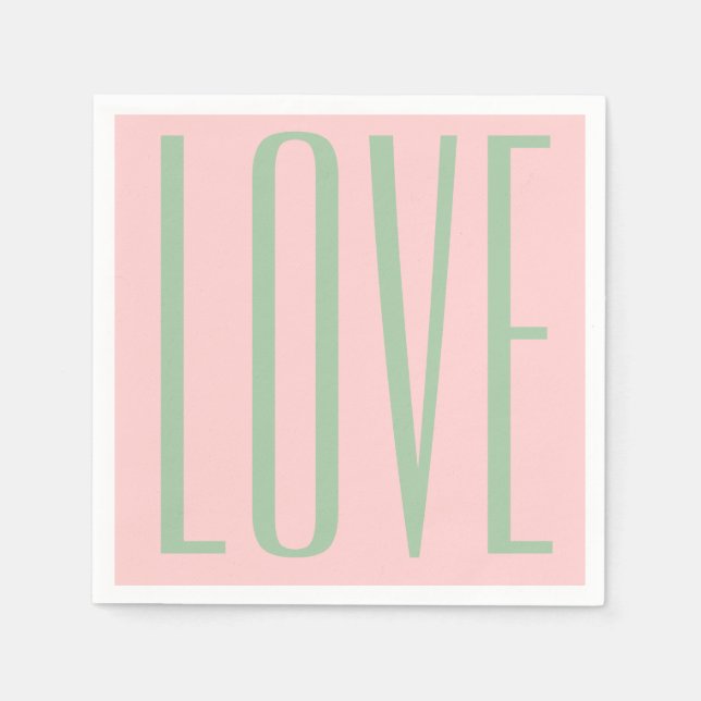 Serviette En Papier girly chic valentine's day LOVE blush rose (Devant)