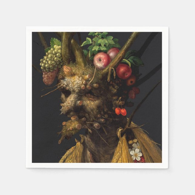 Serviette En Papier Giuseppe Arcimboldo - Quatre saisons en une tête (Devant)