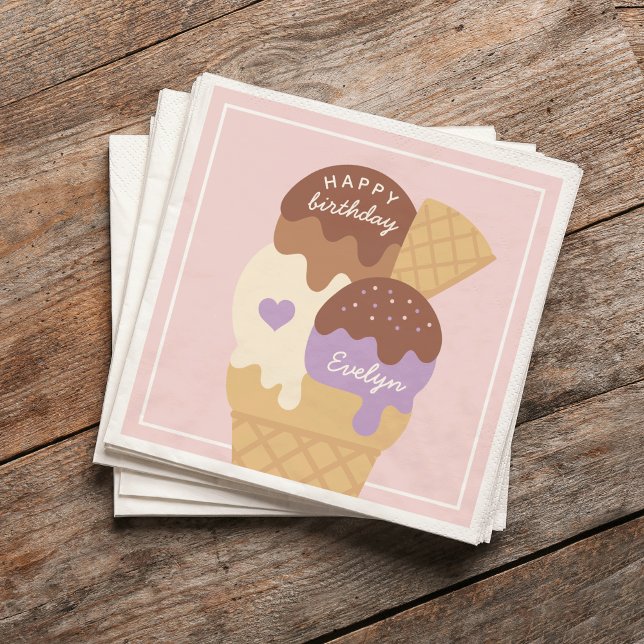 Serviette En Papier Glace Cream Sundae Parti Anniversaire de enfant pe (Créateur téléchargé)