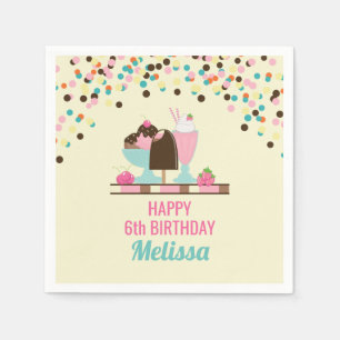 Serviette En Papier Glacé Crème Douce Traitements Joyeux Anniversaire