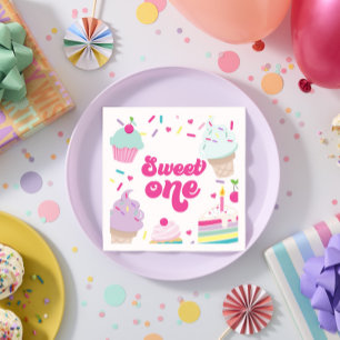 Serviette En Papier Glace et gâteau douce première fête d'anniversaire
