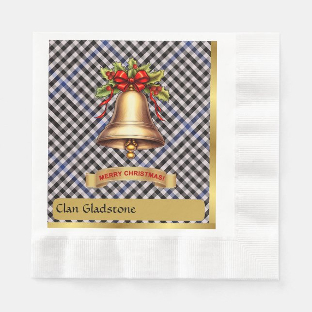Serviette En Papier Gladstone personnalisé Tartan Noël (Devant)