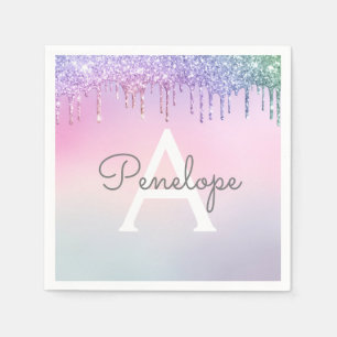 Serviette En Papier Glam à goutte à Parties scintillant arc-en-ciel av