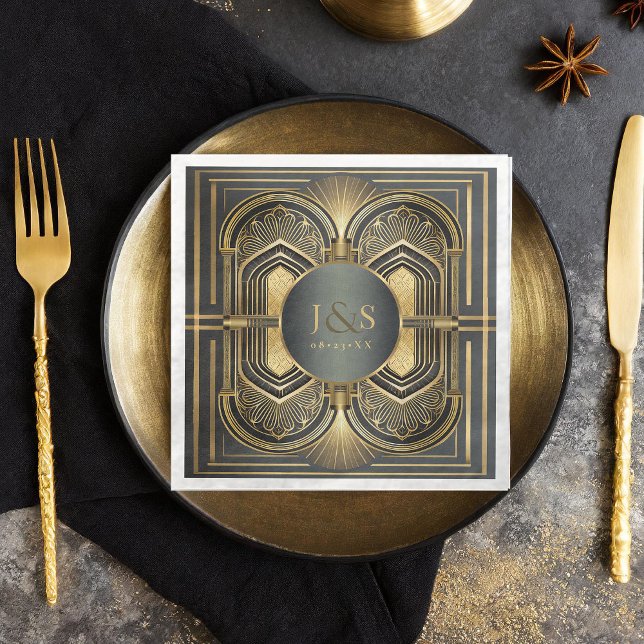 Serviette En Papier Glam Art Deco Mariage ID1033 (Créateur téléchargé)