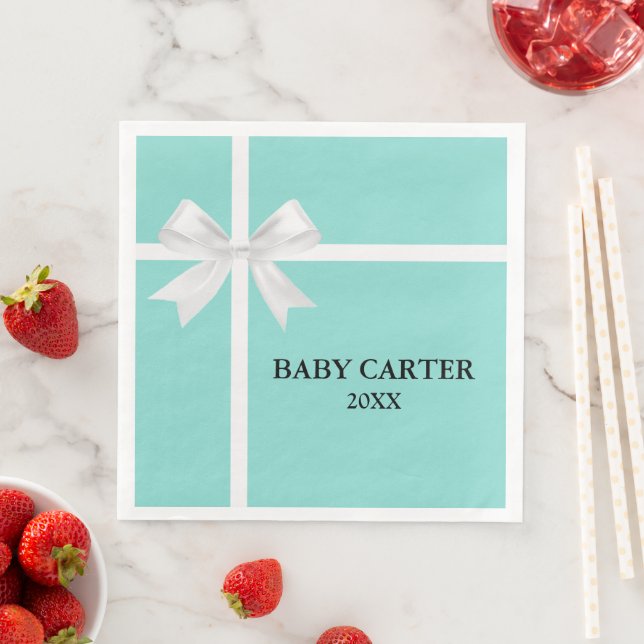 Serviette En Papier Glam Baby Turquoise Bleu Douche personnalisée (En situation)