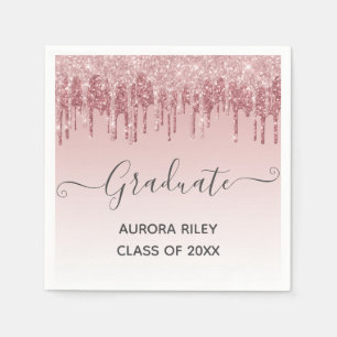 Serviette En Papier Glam Blush Rose Gold Pailletés Dégradé Diplômé