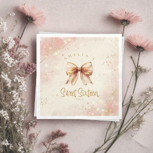 Serviette En Papier Glam Coquette Nœud Douce Seize Ans Blush ID1289