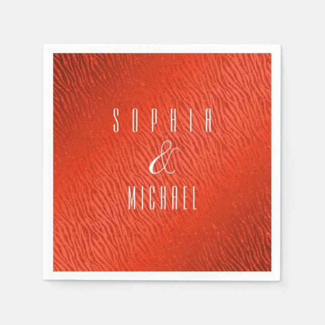 Serviette En Papier Glam de Parties scintillant rouge Poster de animal (Devant)