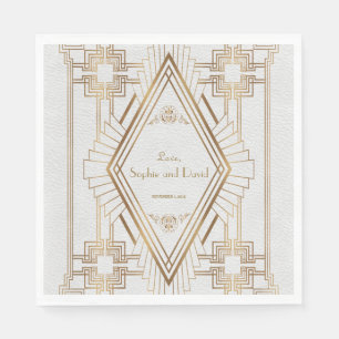 Serviette En Papier Glam Gold et White Great Gatsby Mariage