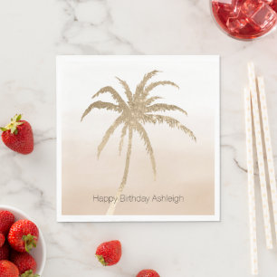 Serviette En Papier Glam Gold Tropical Palm Tree Ombre