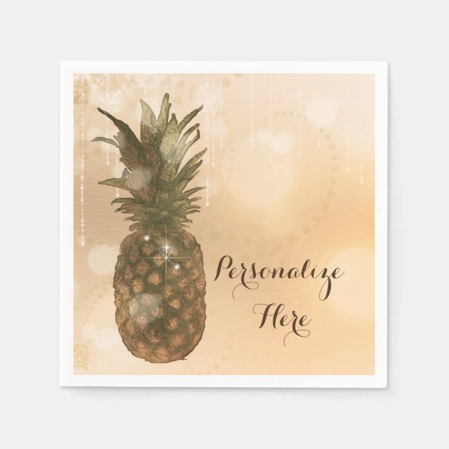 Serviette En Papier Glam Golden Ananas Elegant Tropical Party (Devant)