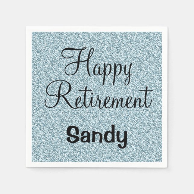 Serviette En Papier Glam Happy Retirement Bleu Parties scintillant Arg (Devant)