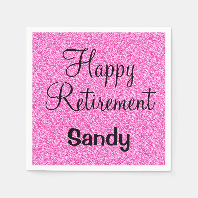Serviette En Papier Glam Happy Retirement Hot rose Parties scintillant (Devant)