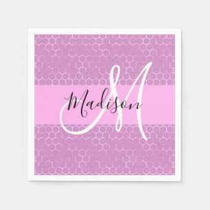 Serviette En Papier Glam Lilac Metallic rose Honeycomb Nom