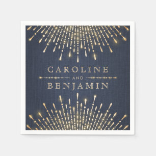 Serviette En Papier Glam or marine déco vintage mariage monogramme nap