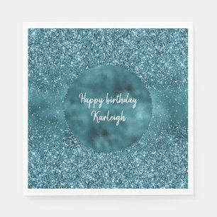 Serviette En Papier Glam Parties scintillant turquoise Glitz