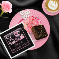 Serviette En Papier Glam Pink Black Fashion 80th Birthday Party