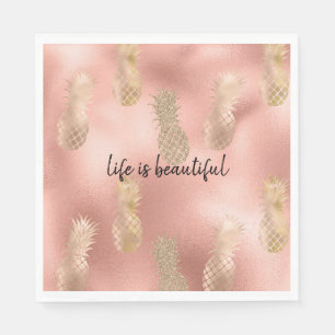 Serviette En Papier Glam Pink Gold Ananas