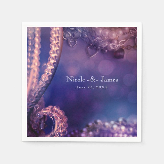 Serviette En Papier Glam Purple Glow Chic Glamor Pearls Party (Devant)