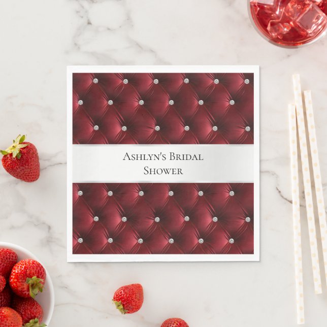 Serviette En Papier Glam Red Faux Velvet de luxe (En situation)