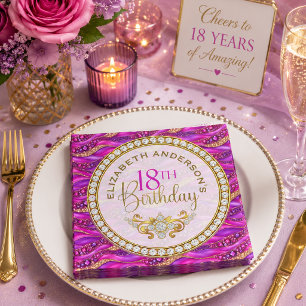 Serviette En Papier Glam Rose Gold Bijou Strata 18e Anniversaire