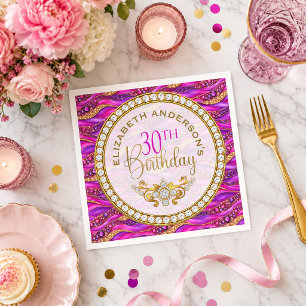Serviette En Papier Glam Rose Gold Bijou Strata 30e Anniversaire