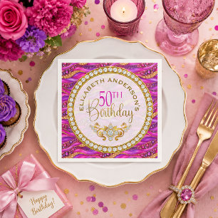 Serviette En Papier Glam Rose Gold Bijou Strata 50e Anniversaire