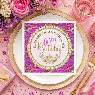 Serviette En Papier Glam Rose Gold Bijou Strata 60e Anniversaire