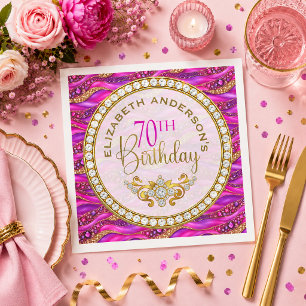Serviette En Papier Glam Rose Gold Bijou Strata 70e Anniversaire