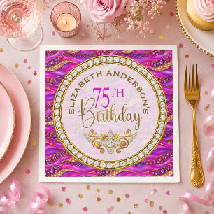 Serviette En Papier Glam Rose Gold Bijou Strata 75e Anniversaire