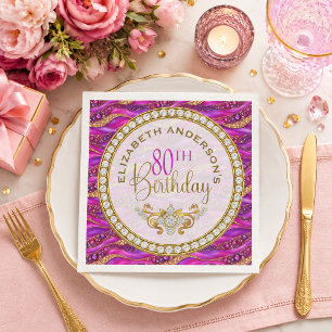Serviette En Papier Glam Rose Gold Bijou Strata 80e Anniversaire