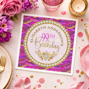 Serviette En Papier Glam Rose Gold Bijou Strata 99e Anniversaire