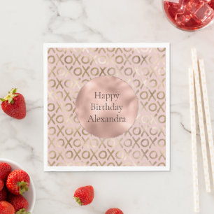 Serviette En Papier Glam Rose Gold Blush XOXO Anniversaire