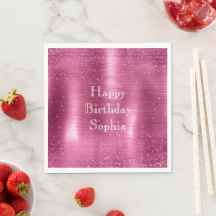 Serviette En Papier Glam rose or étincelle Confetti Anniversaire