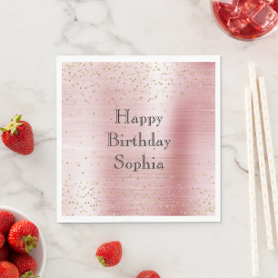 Serviette En Papier Glam rose pâle or étincelle Confetti Anniversaire