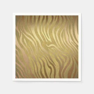 Serviette En Papier Glam Safari Jungle Imprimé Zèbre Bronze Doré