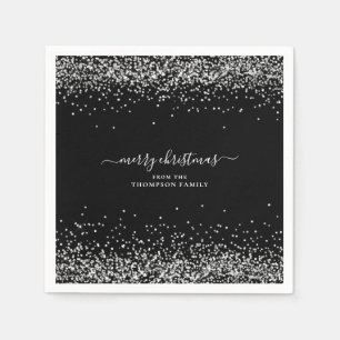 Serviette En Papier Glam Silver Nom de la Parties scintillant Joyeux N