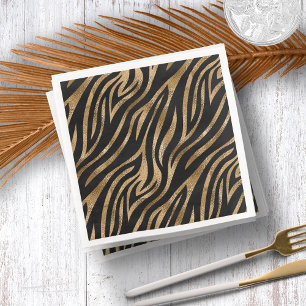 Serviette En Papier Glam Zebra Stripes Motif Black Gold ID1151
