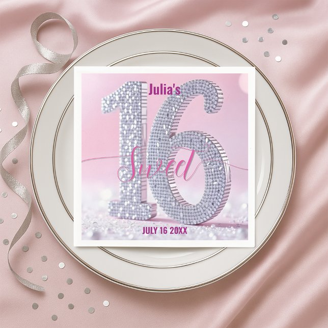 Serviette En Papier Glamorous  Stylish Chic Rhinestone Sweet Sixteen (Créateur téléchargé)