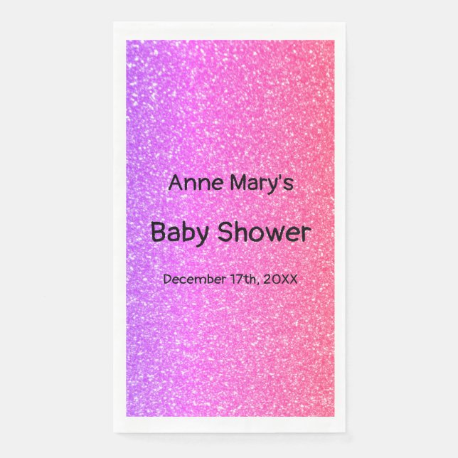 Serviette En Papier Glittery Baby shower rose Filles Cute Ombre Person (Devant)