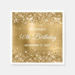 Serviette En Papier Glittery Gold Foil 50e anniversaire