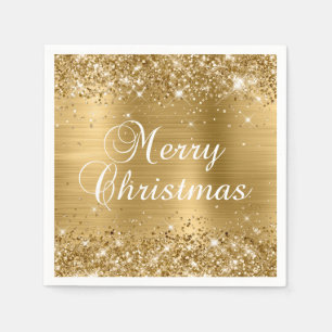 Serviette En Papier Glittery Gold Foil Joyeux Noël