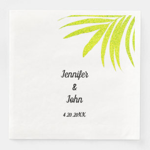 Serviette En Papier Glittery Golden Green Palm Mariage blanc